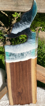 Charcuterie Serving Board Cheese Board with Epoxy Resin Accent Whale Tail