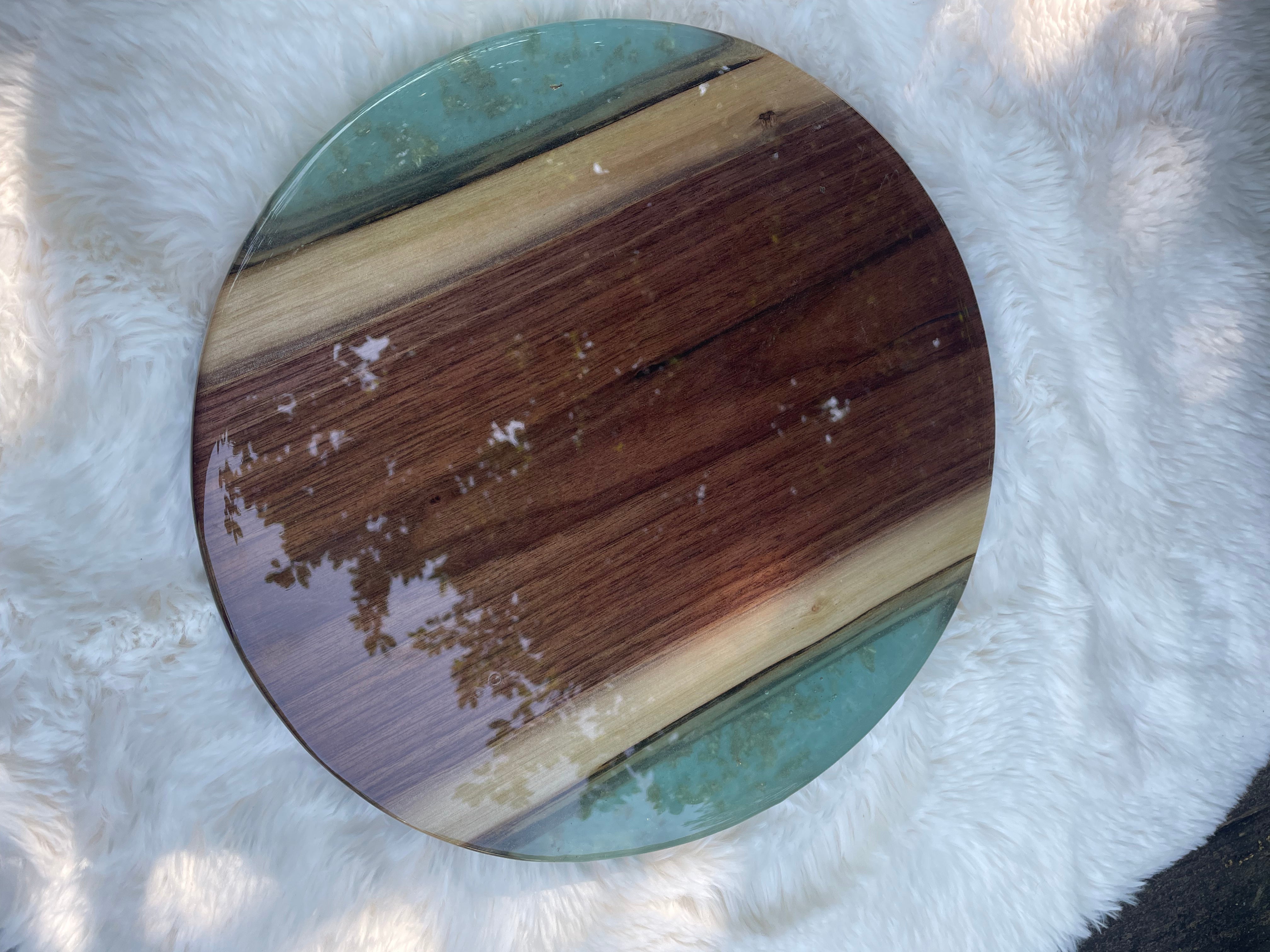 12” Lazy Susan with epoxy resin & inlay