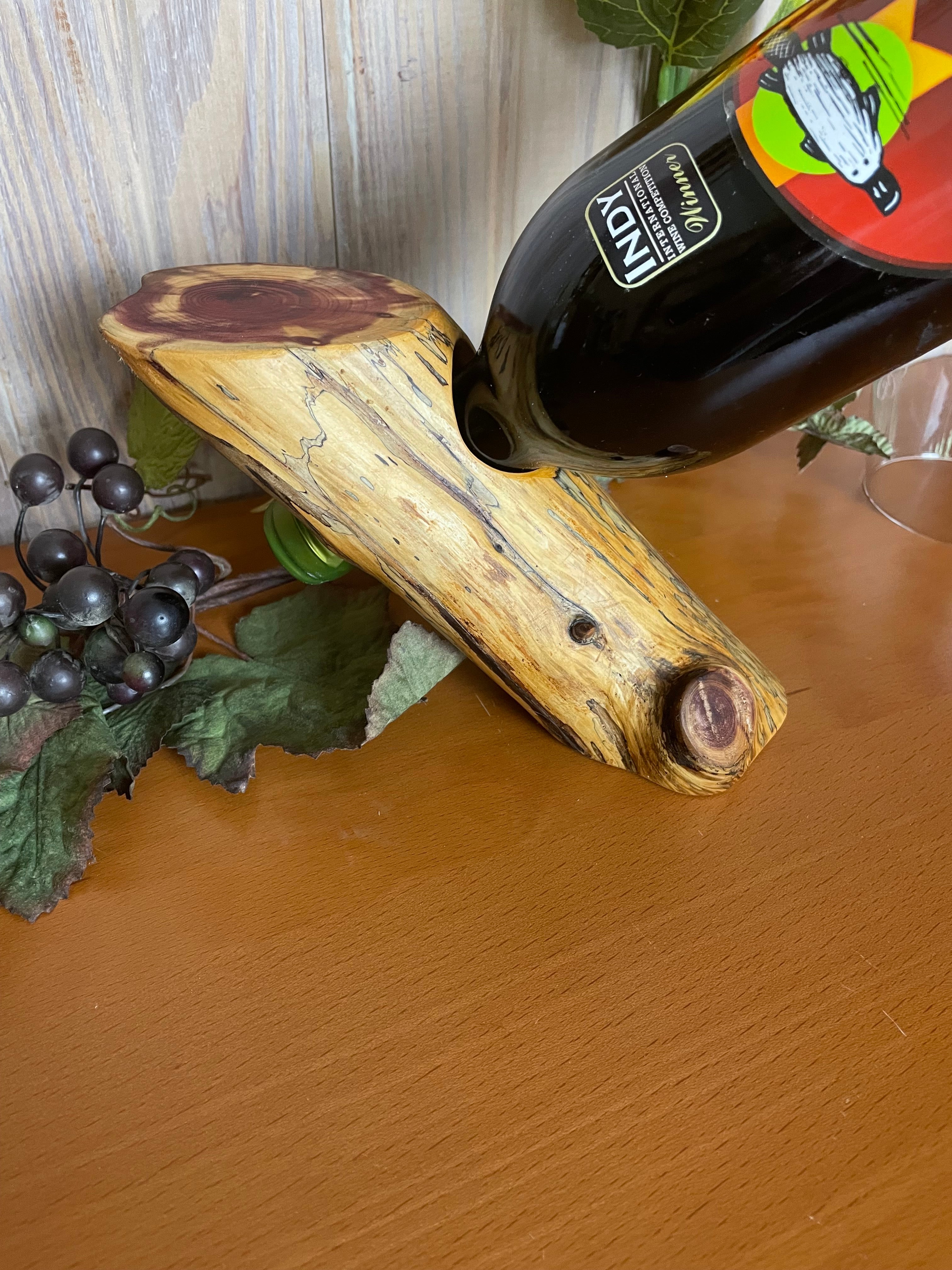 Wine Bottle Holder Natural Cedar
