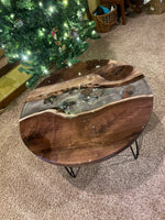Round Walnut River Coffee End Table