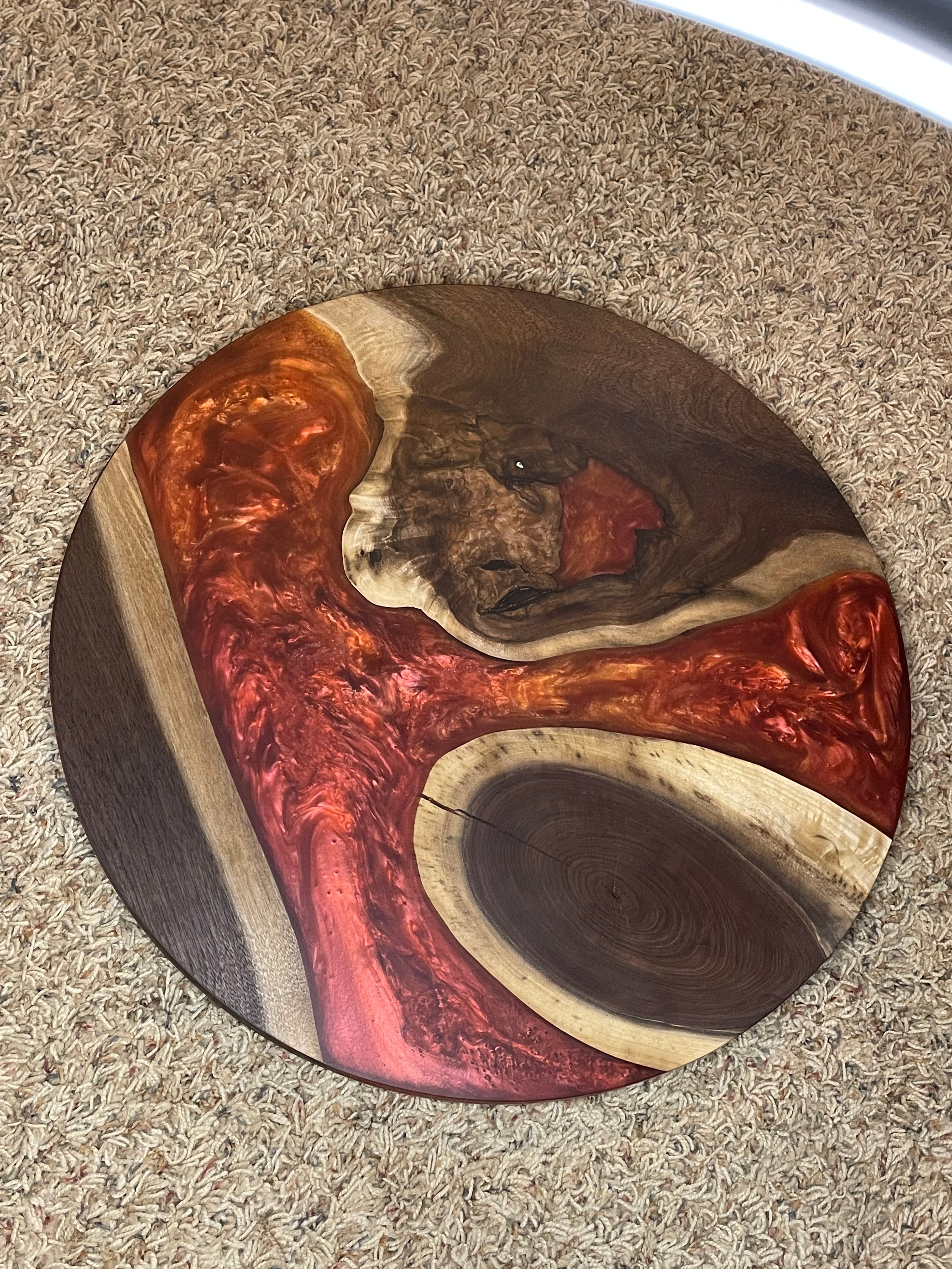 Live Edge Natural Wood and Epoxy Resin Lazy Susan