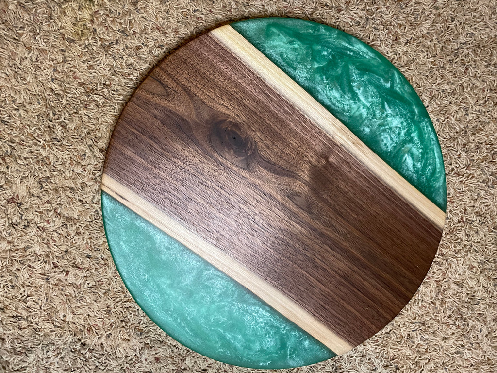 Live Edge Natural Wood and Epoxy Resin Lazy Susan