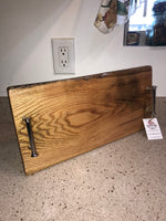 Live Edge Serving Tray Reclaimed Oak with Chrome Handles