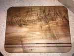 Charcuterie Serving Cheese Bread Board Live Edge Maple Walnut Inlay