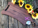 Charcuterie Serving Board Cheese Board Walnut with Purple or Pink Ribbon Epoxy Resin