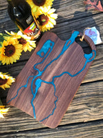 Charcuterie Serving Board Cheese Board Walnut with Blue Epoxy Resin River