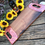 Charcuterie Serving Board Cheese Board Walnut with Red Copper Epoxy Resin Handles