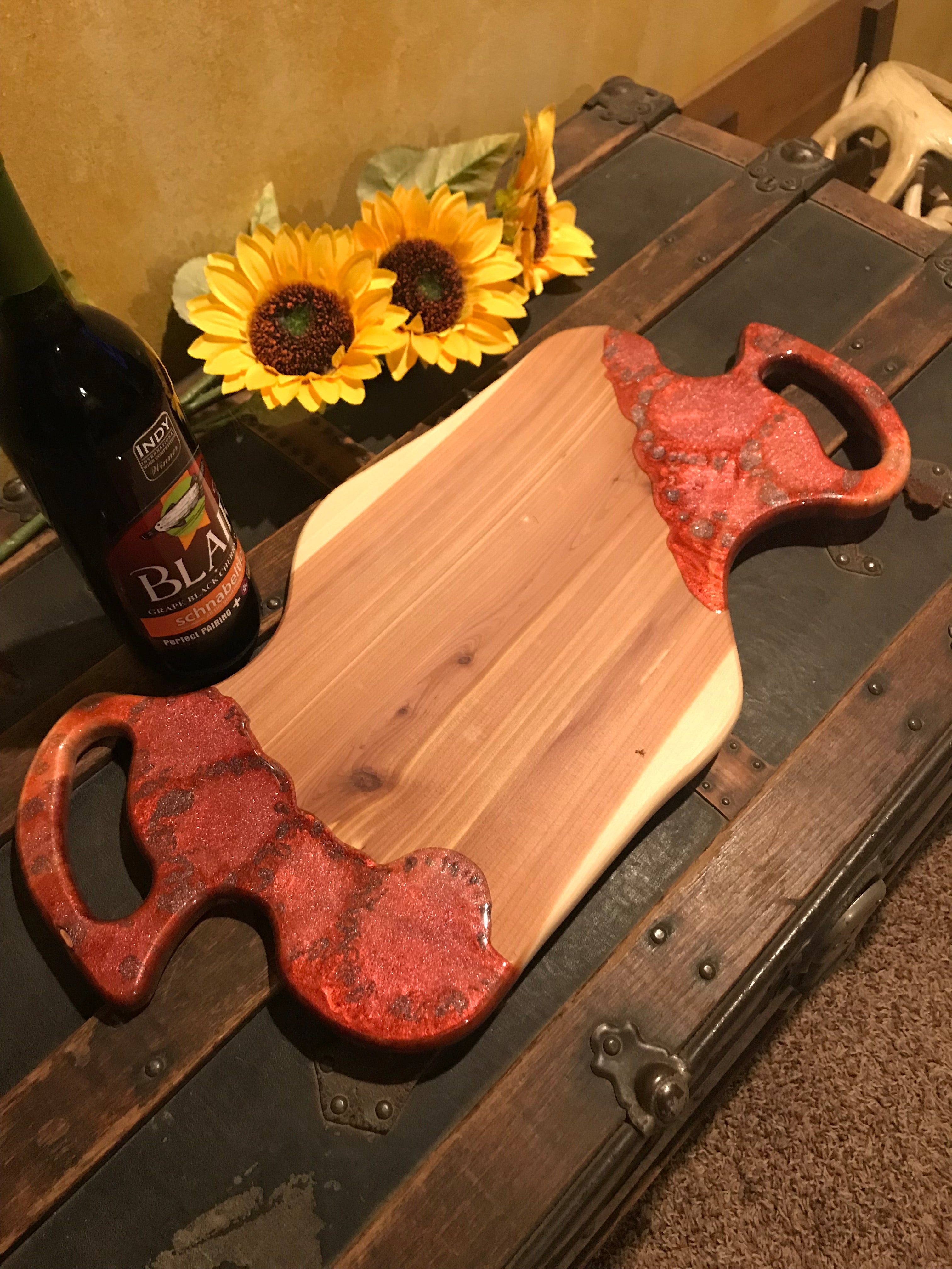 Large and Small Combo Solid Red Oak Charcuterie Cheese Board Set Handmade  In Mendocino California Combo Deal Save $10
