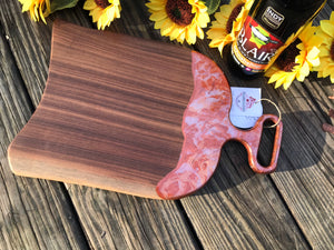 Charcuterie Cheese Board Serving Board Epoxy Resin Red Copper Handle