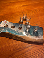 Flight board with Five Shot Glasses
