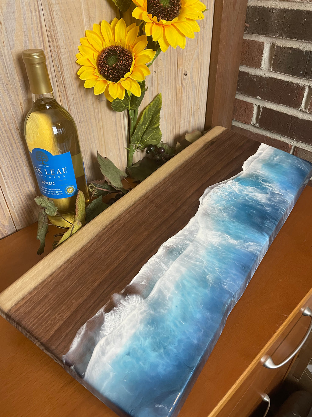 Charcuterie Serving Board Cheese Board  with Epoxy Resin Handle