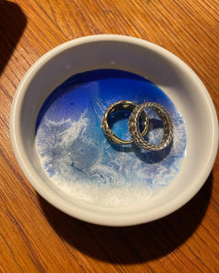 Round Trinket Ring Dish with Epoxy Resin Accent