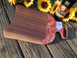 Charcuterie Cheese Board Serving Board Epoxy Resin Red Copper Handle